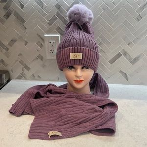 Ugg purple hat scarf set